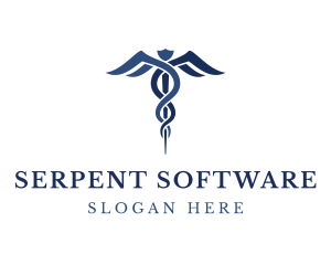 Blue Hospital Caduceus logo design