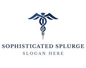 Blue Hospital Caduceus logo design