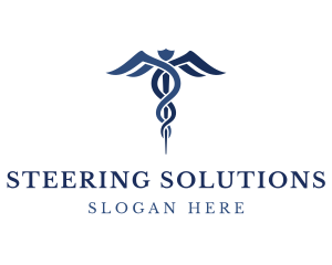 Blue Hospital Caduceus logo design