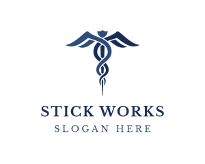 Blue Hospital Caduceus logo design