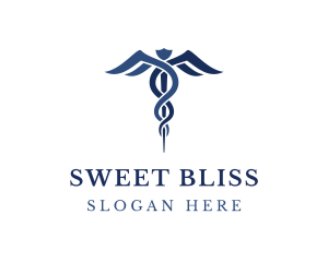 Blue Hospital Caduceus logo design