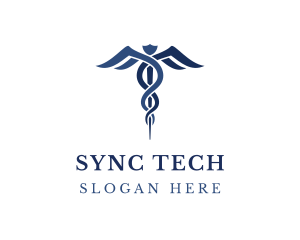 Blue Hospital Caduceus logo design