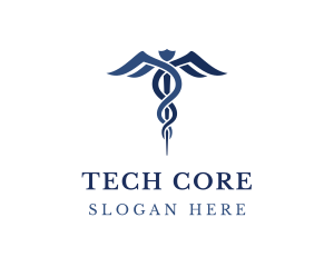 Blue Hospital Caduceus logo design