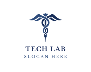 Blue Hospital Caduceus logo design