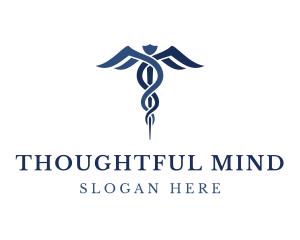 Blue Hospital Caduceus logo design