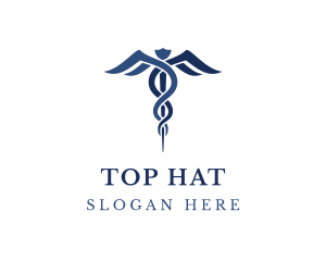 Blue Hospital Caduceus logo design