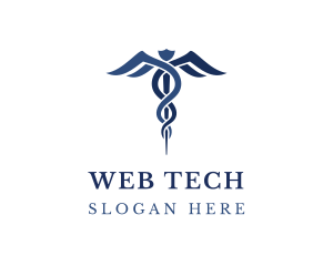 Blue Hospital Caduceus logo design