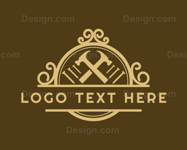 Ornate Hammer Carpentry Logo