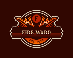 Fire Rock Band Guitar logo design