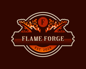 Fire Rock Band Guitar logo design