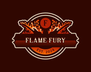 Fire Rock Band Guitar logo design