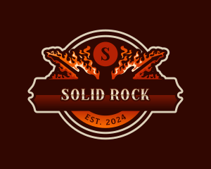 Fire Rock Band Guitar logo design