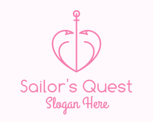 Heart Hook Anchor  logo design