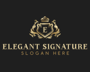 Elegant Crown Shield logo design