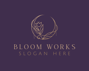 Luxury Floral Moon logo design