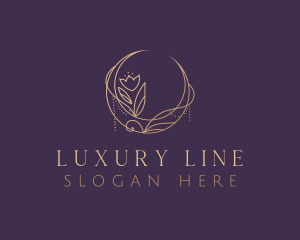 Luxury Floral Moon logo design