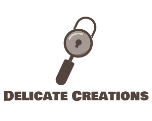 Padlock Magnifying Glass logo design