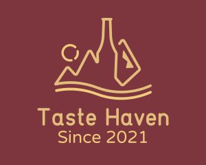 Wine Bottle Mountain logo design