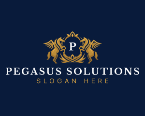 Pegasus Crown Wings logo design