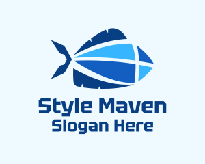 Geometric Blue Fish Logo