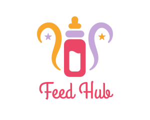 Colorful Feeding Bottle logo design