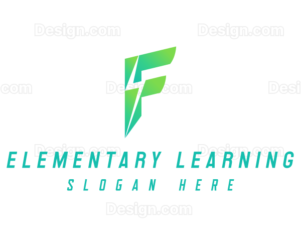 Gradient Lightning Letter F Logo