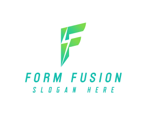 Gradient Lightning Letter F logo design