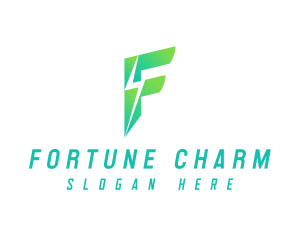 Gradient Lightning Letter F logo design