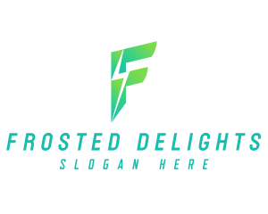 Gradient Lightning Letter F logo design