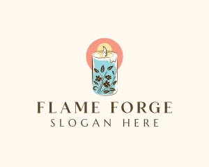 Floral Candle  Flame logo design