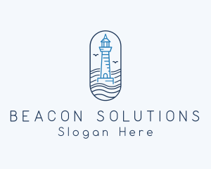 Seaside Lighthouse Tower logo design