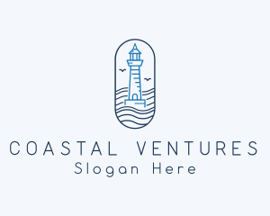 Seaside Lighthouse Tower logo design