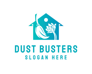 Home Cleaning Broom logo design