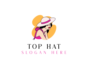 Woman Fashion Hat logo design