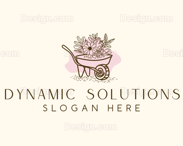 Wheelbarrow  Landscaping Floral Logo