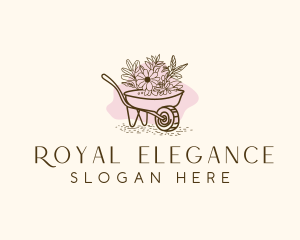 Wheelbarrow  Landscaping Floral Logo