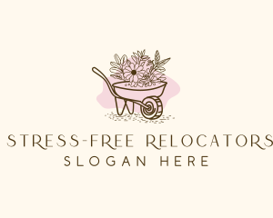 Wheelbarrow  Landscaping Floral Logo