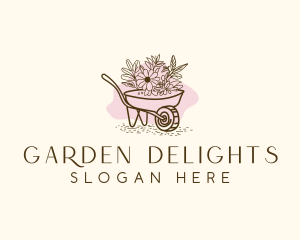 Wheelbarrow  Landscaping Floral logo design