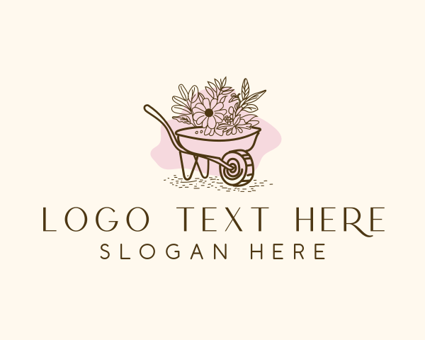 Wheelbarrow  Landscaping Floral logo