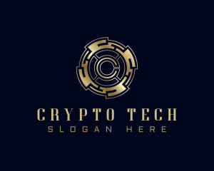 Cryptocurrency Tech Circuit  logo design