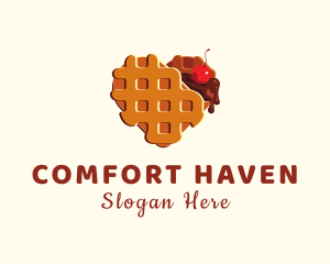 Waffle Heart Dessert logo design