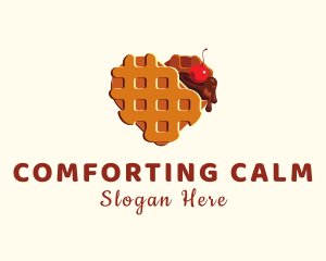 Waffle Heart Dessert logo design