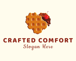 Waffle Heart Dessert logo design