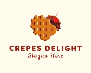 Waffle Heart Dessert logo design