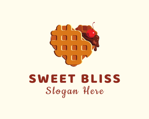 Waffle Heart Dessert logo design