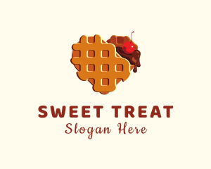 Waffle Heart Dessert logo design