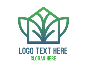 House - Green Abstract Leaf House logo design