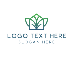 Green Abstract Leaf House logo design