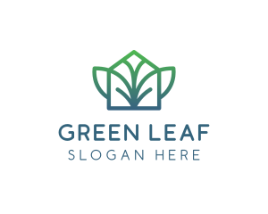 Green Abstract Leaf House logo design