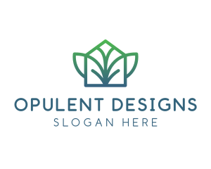 Green Abstract Leaf House logo design